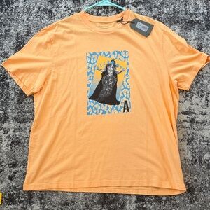 NWT All Saints Orange Graphic Short Sleeve Tee